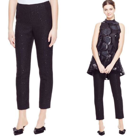 Lela rose sequin tweed high rise cropped pants black sz 2 - Picture 1 of 10